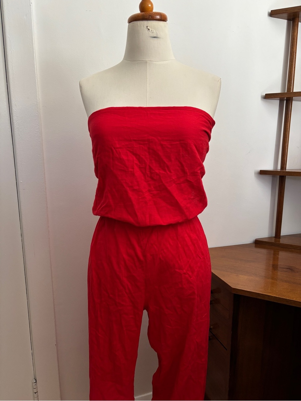 Vintage cotton red tie back jumpsuit, made in Canada